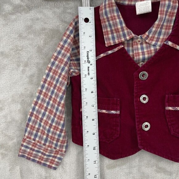 Vintage Western Corduroy Long Sleeve Button Front Shirt Faux Vest - Picture 10 of 10